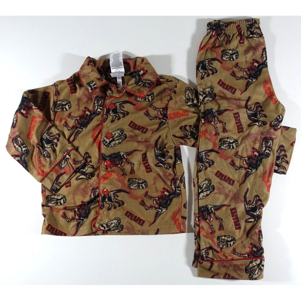 Arizona Pajama Set Boys size 4 Dinosaurs T-Rex Polyester Elastic Waist NWT